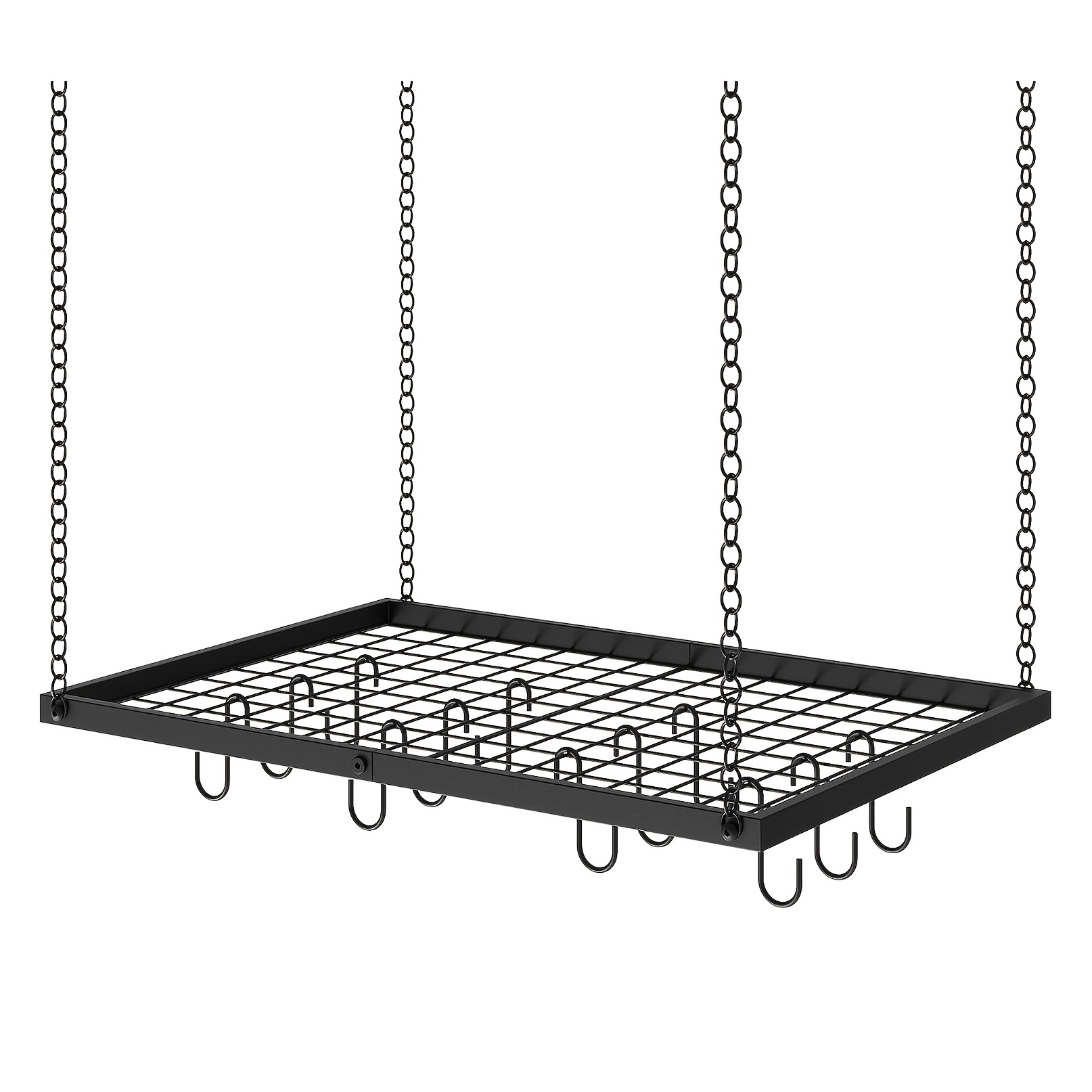 -mounted Pot Rack Measuring 23.7 Inches, Designed For Kitchen Cookware Organization, Includes 12 Detachable S Hooks, Made From Durable , Space-efficient, In Black Color