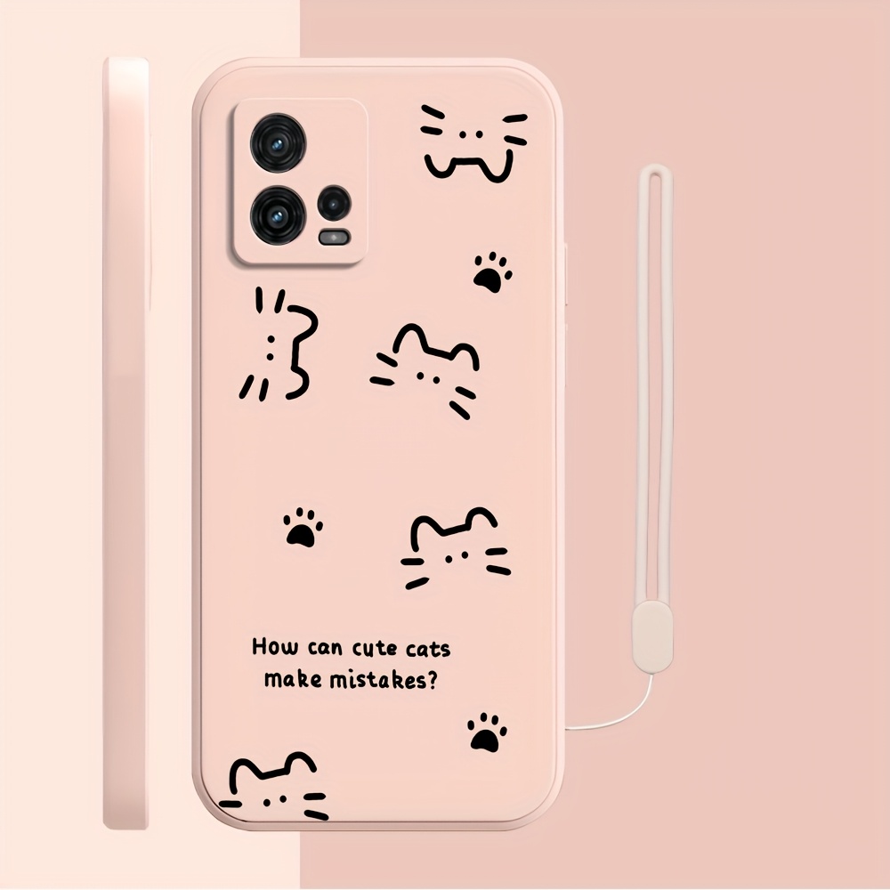 TEMU Phone Case - Cute Small Kitty Hand Drawn Design Phone Case For Motorola G04/ G54/ G84/ G60/ G72/ G71/ / G82/ G53/ G52/ G51/ G32/ G31/ G41/ G30/