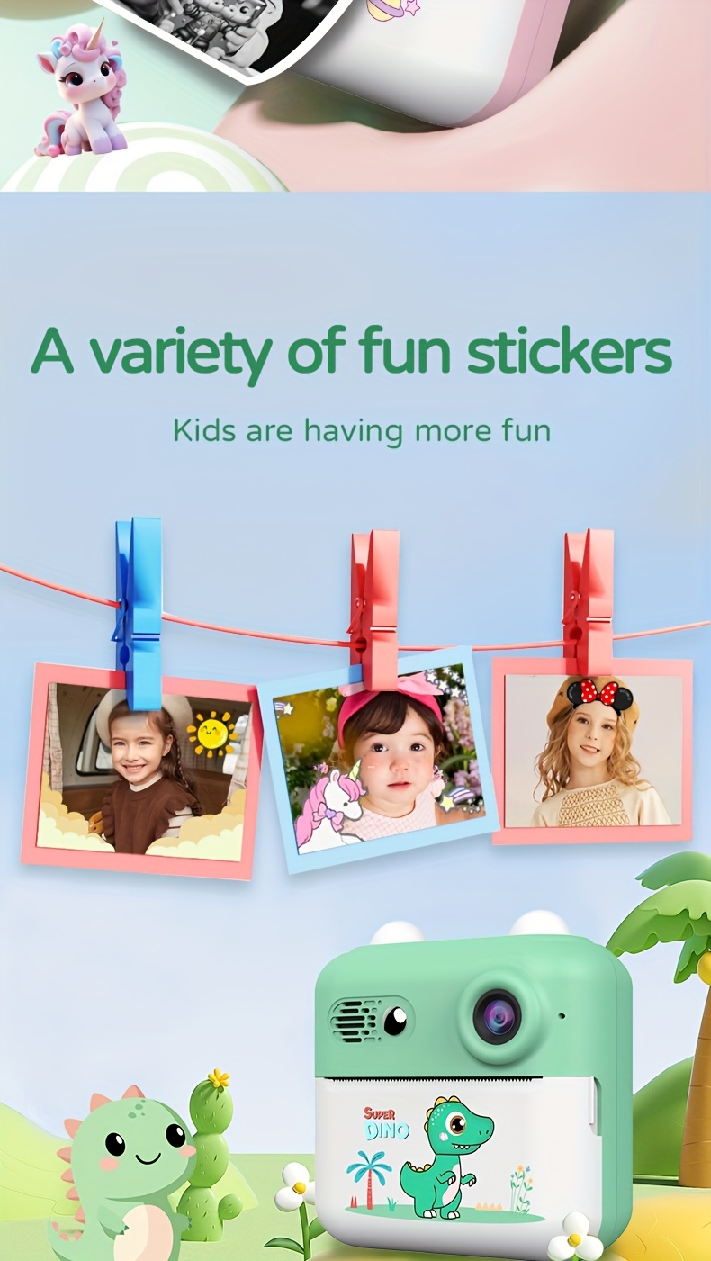 Kids Camera Instant Print, Selfie Digital Camera For Kids With Print Paper & Charging Cable, 2.5K Video & Instant Print Camera With Color Pens For DIY, Fun Gift For Girls Boys 3-12 Years Old (Cyan)