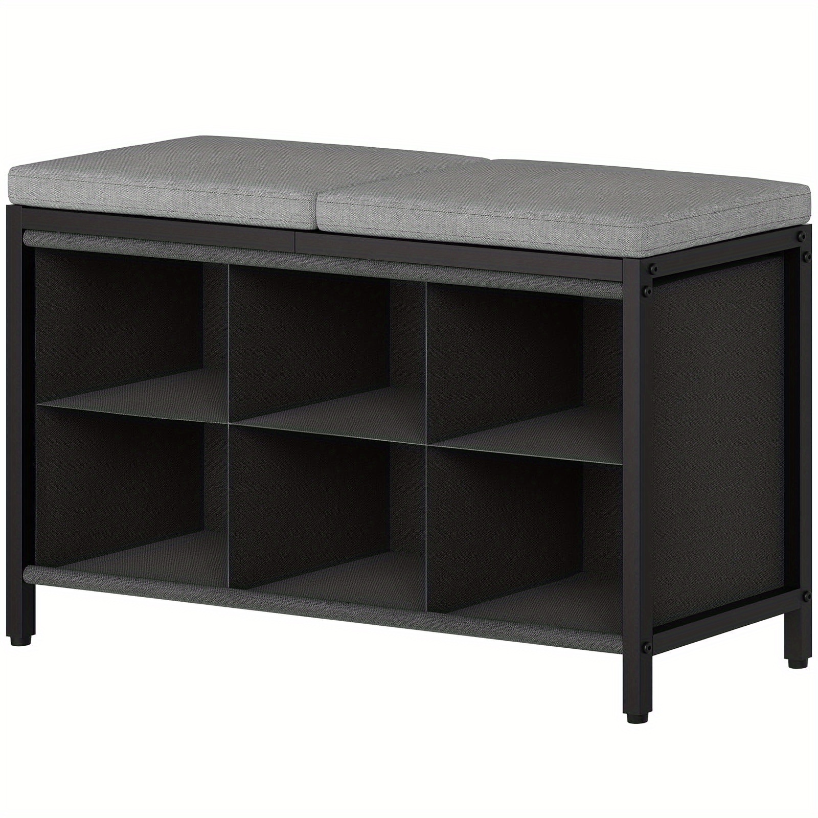 TEMU Shoe Cabinet With Seats, Soft Padded Bench With Storage Space, 6 Open Shelves, Load-bearing Capacity, Suitable For The Entrance Area, -saving