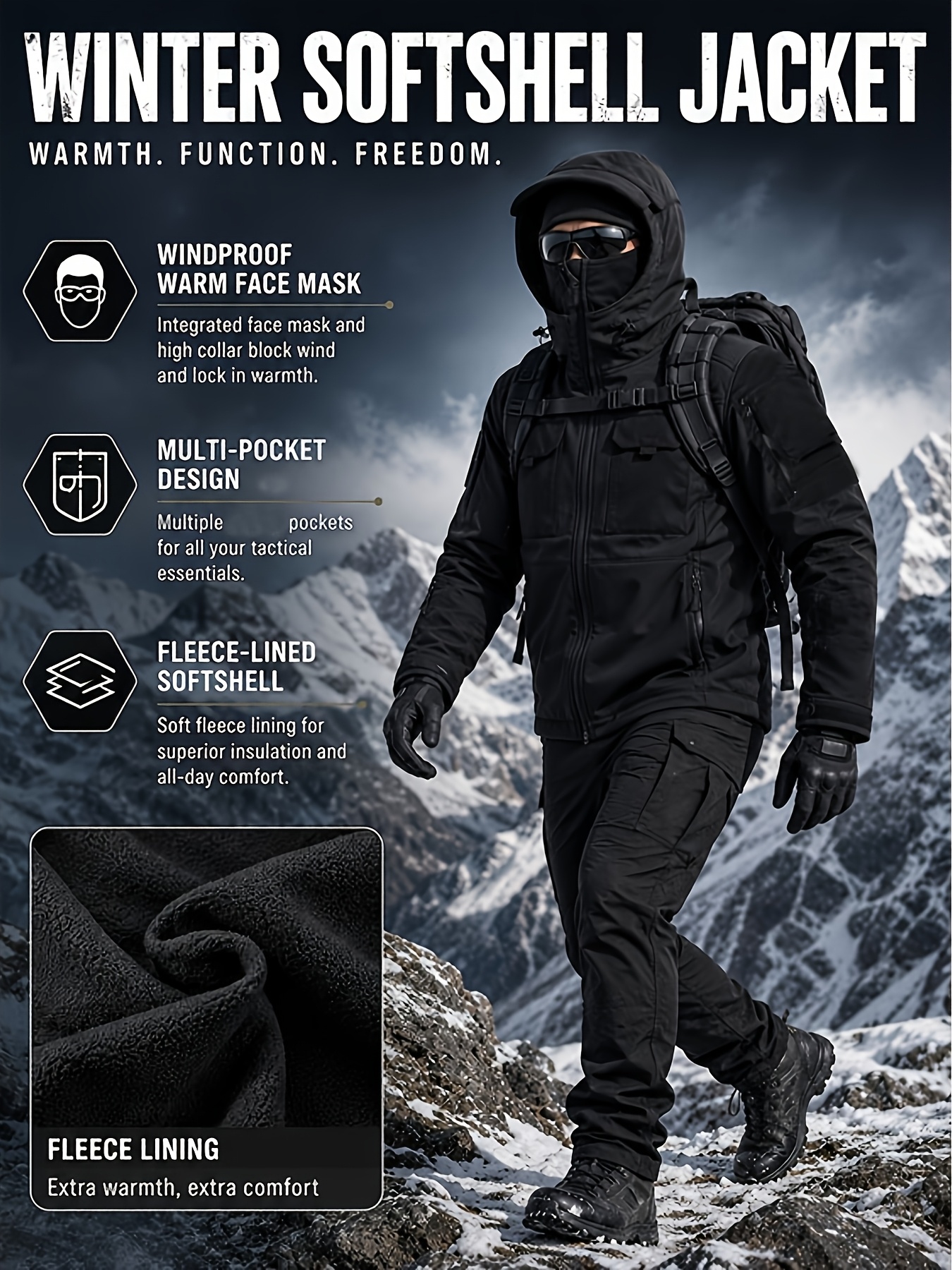 Men's Color-Block Multi-Pocket Hooded Soft Shell Jacket
