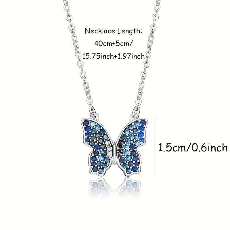 Image of Women's Jewelry 925 Necklace Blue Pendant Necklace Fashionable Elegant Temperament Gift For Women Date Night Valentine's Day Mother's Day Thanksgiving Gift Birthday Gift With Gift Box