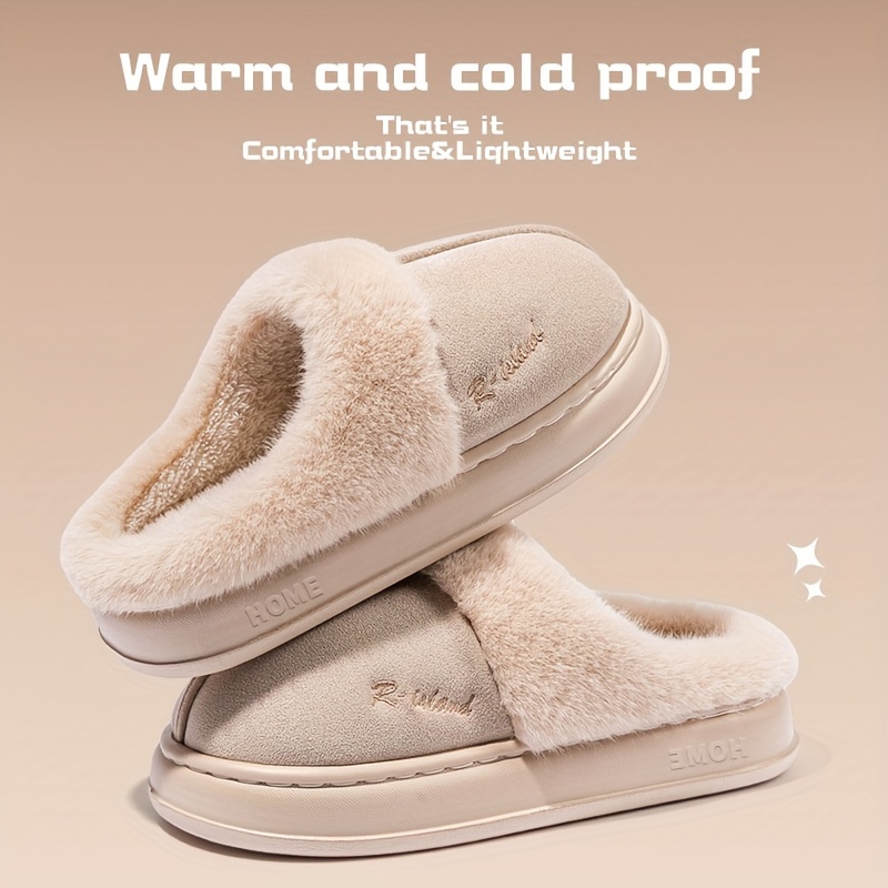 

Women's Cozy Slippers, 2024 New Winter Collection, Plush Indoor House Shoes, , Solid Pattern, Eva Sole, Fabric Upper & , Warm & Lightweight, Home Footwear