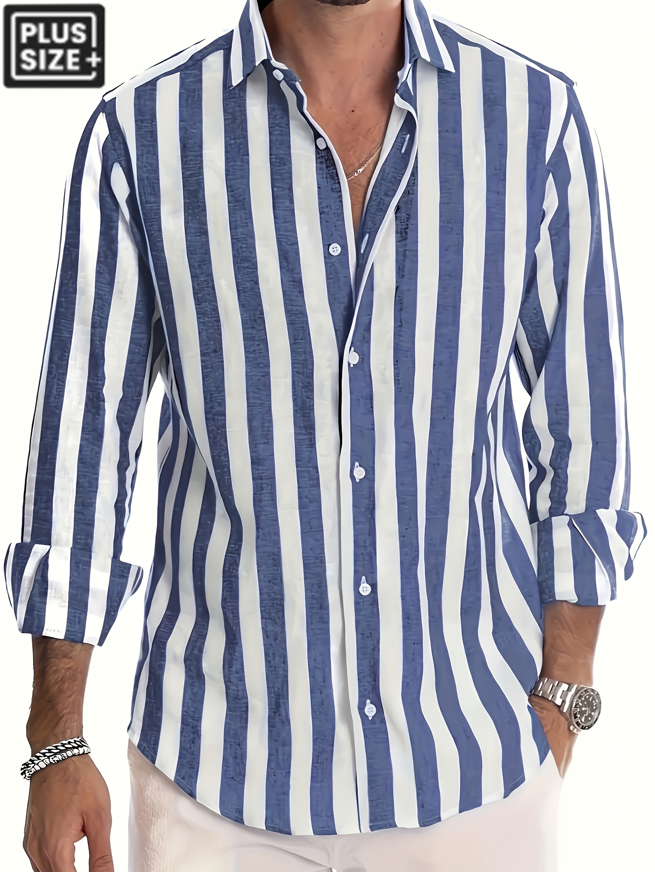 popular cotton linen striped mens summer fashion simple long sleeve button casual collared shirt versatile and stylish ideal for   and commuting a must have for men plus size
