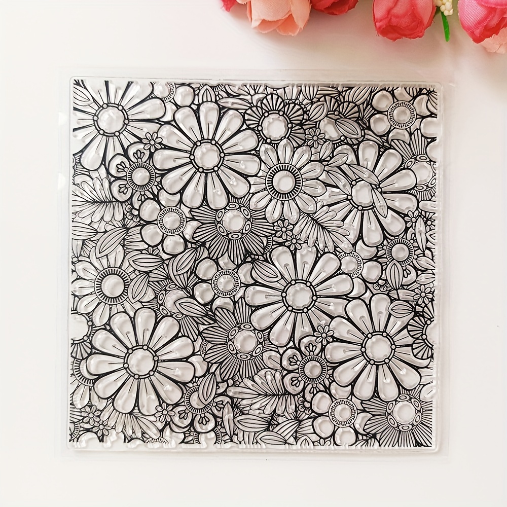 

Polyvinyl Chloride Clear Stamps With Exquisite Floral Patterns For Diy Scrapbooking, Decorative Card Making, And Craft Supplies