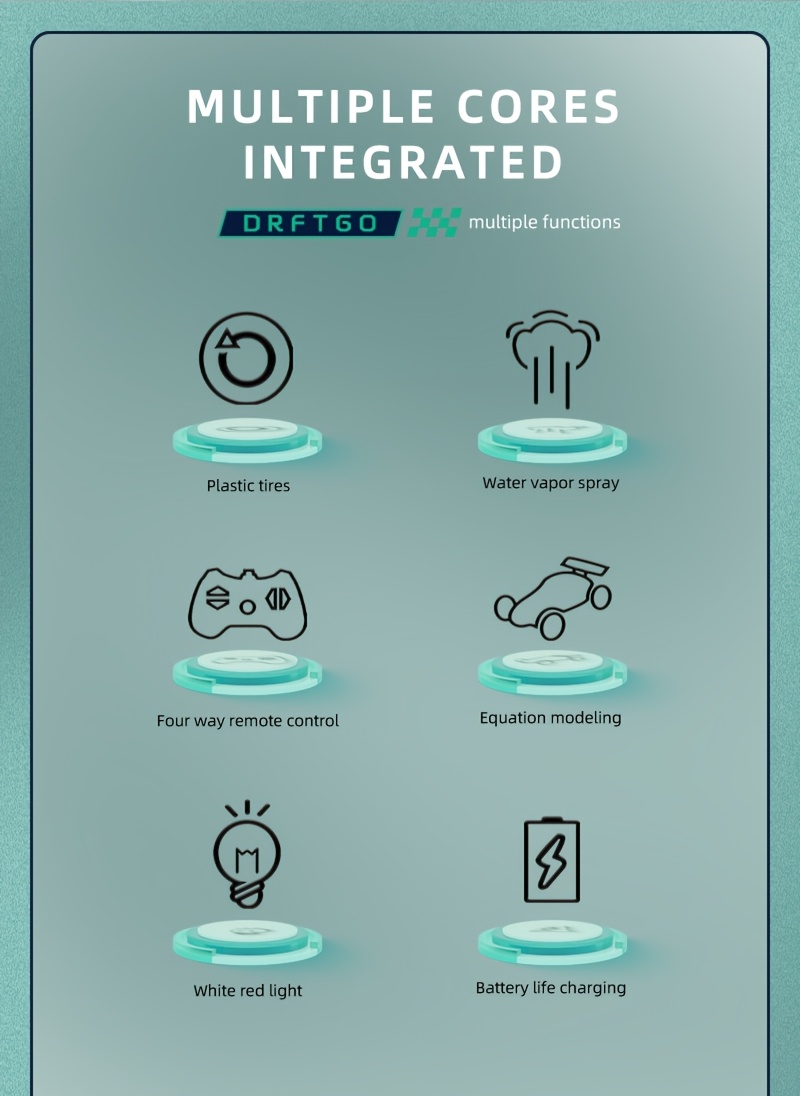 1:18 Scale RC Drift Toy Car - High-Speed Drift with Spray Technology, All-Terrain Performance, Cool Lighting, Red & Green, Rechargeable Battery, Perfect Birthday Gift, RC Car Toy, Sleek Design, Durable Plastic