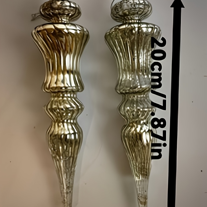 TEMU 2pcs Elegant Glass Christmas Tree Ornaments - , No Electricity Needed, Perfect For Home Decor, Ideal For Christmas Tree, Home Decor, Home