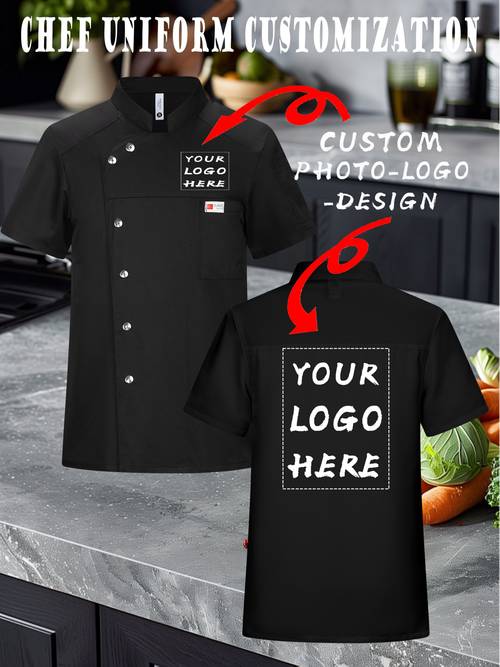 1 logo printed chef uniform for chinese restaurants hotels snack bars and catering kitchens summer short sleeve workwear for men and women