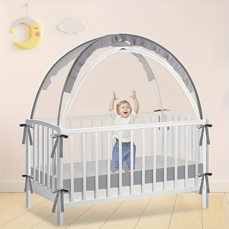 Crib Canopy - Netting to Prevent from Climbing Out - Sturdy And Breathable Pop-Up Tent for Cribs, Safety Cover