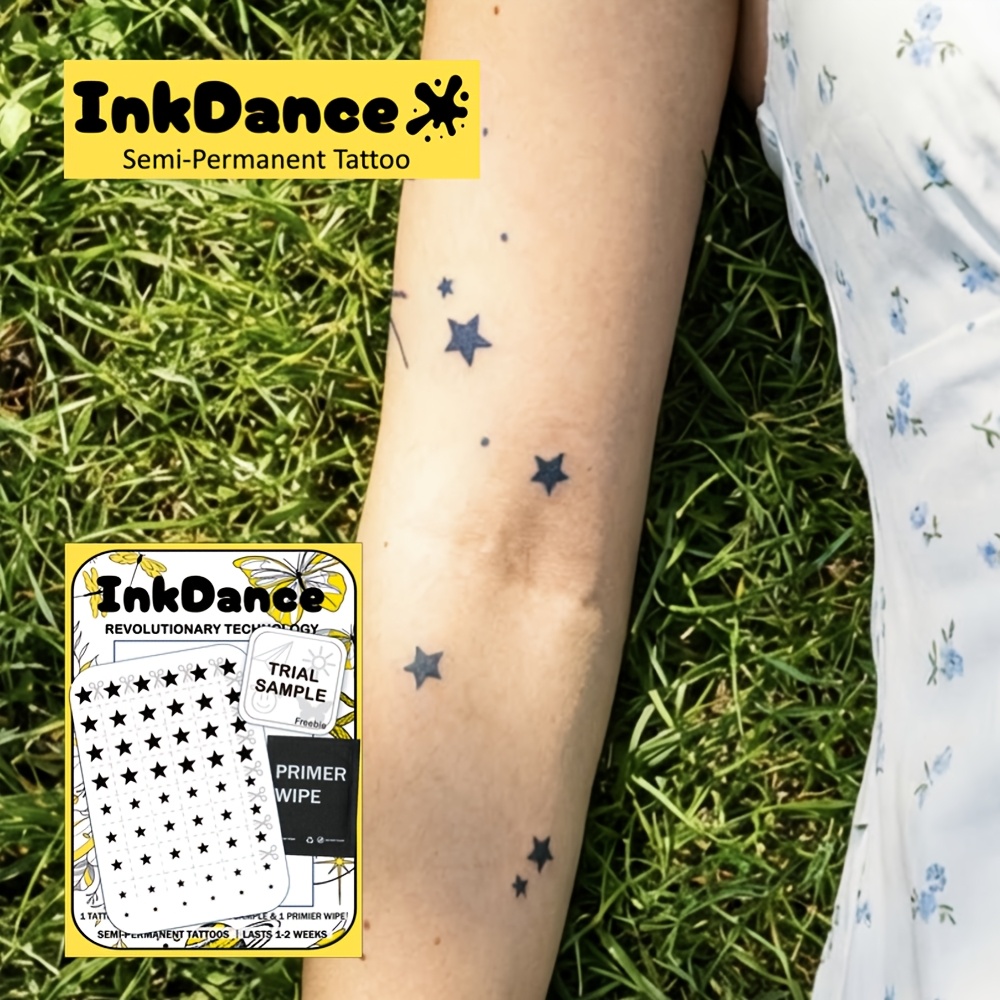 Image of Inkdance " Stardust" Tattoo Sticker, Temporary Tattoo, Semi-permanent, Fake Tattoo, Waterproof & Long-lasting, Realistic Design, Star, Plant-based Formula, Gift Festival Body Art X244