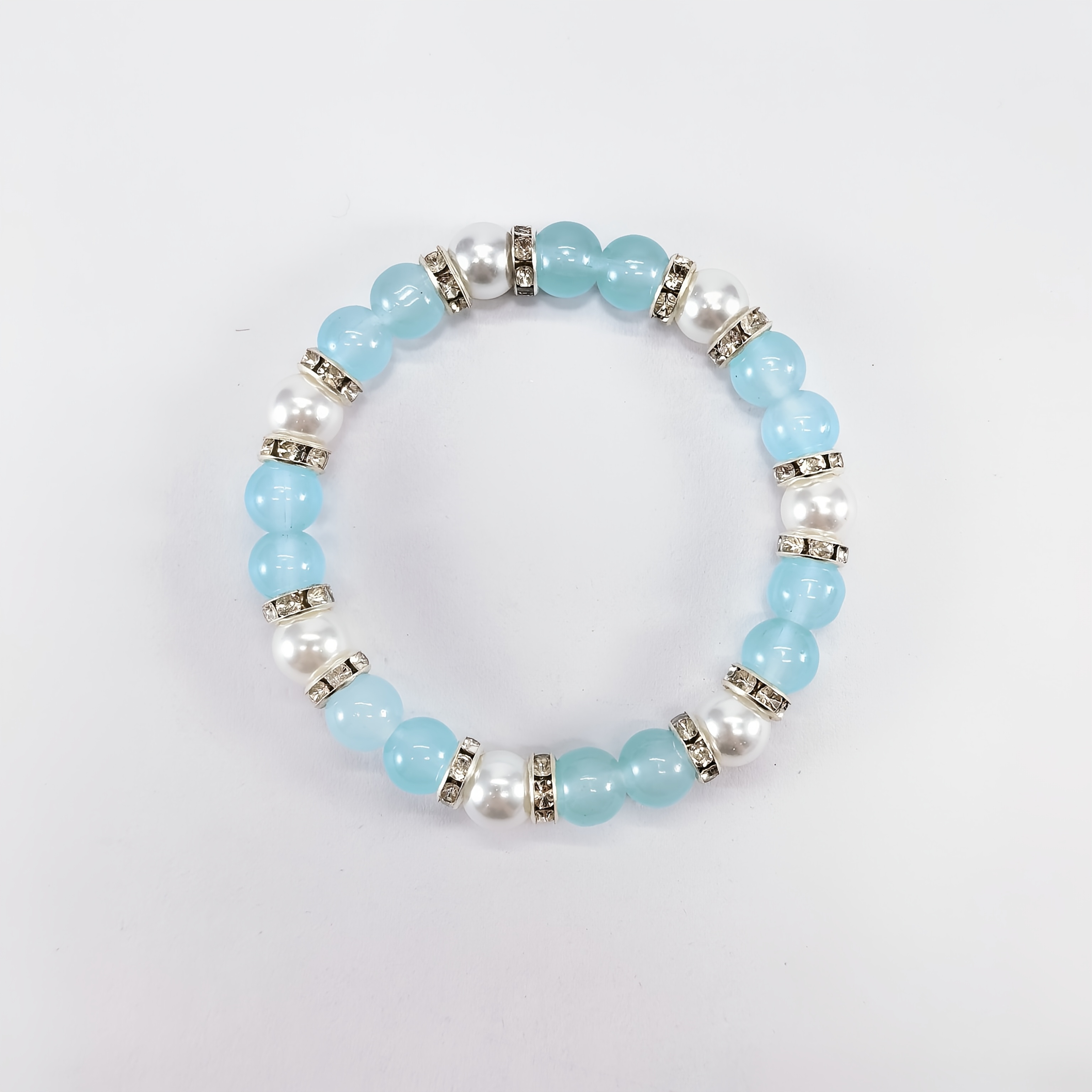 TEMU 1 bracelet en aquamarine, symbolisant la paix intérieure, des pensées claires, doux et élégant. Fait main avec un design élastique. Cadeau idéal
