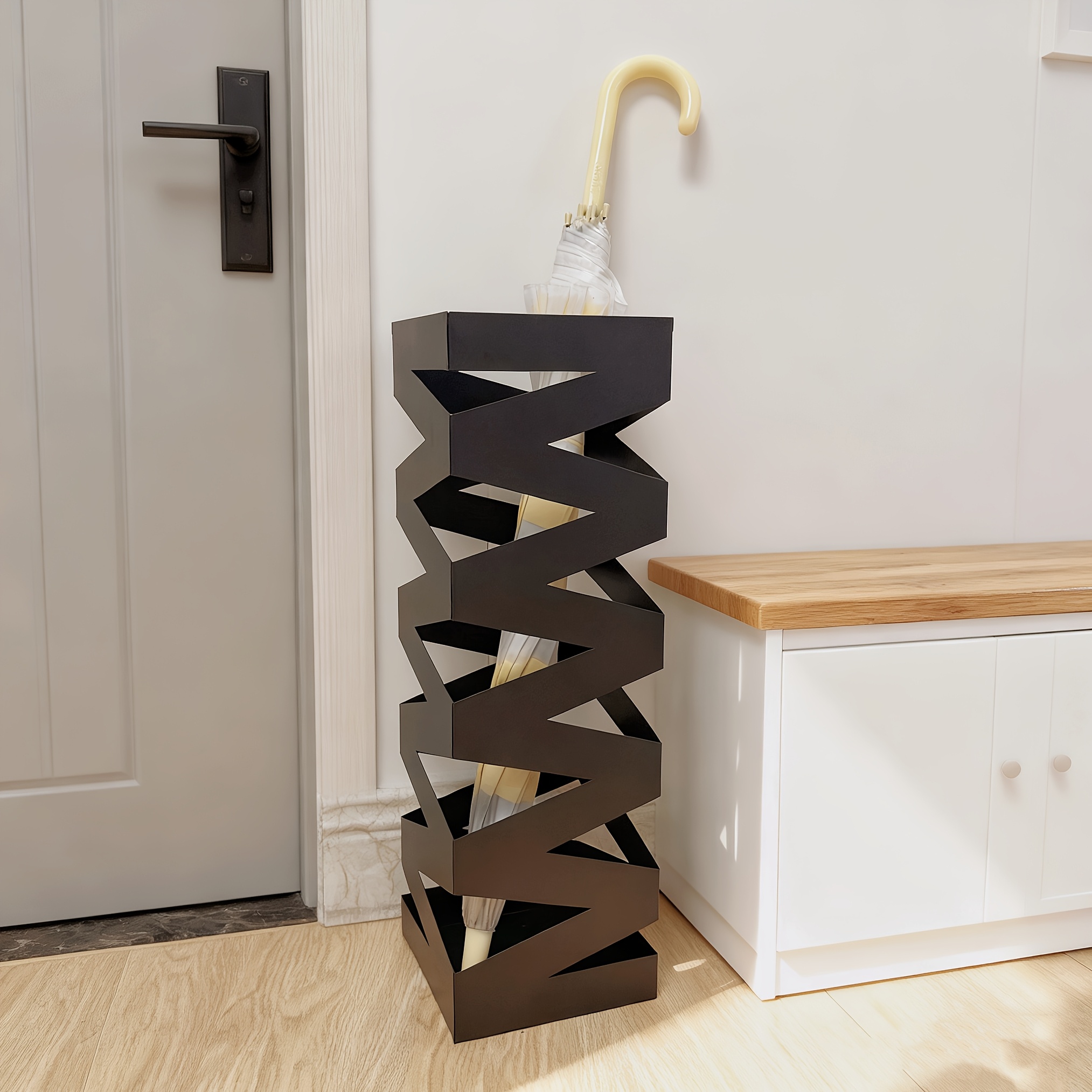 Bamboo & Rattan Umbrella Stand – Stylish Holder With Drainage For Home, Office Or Porch