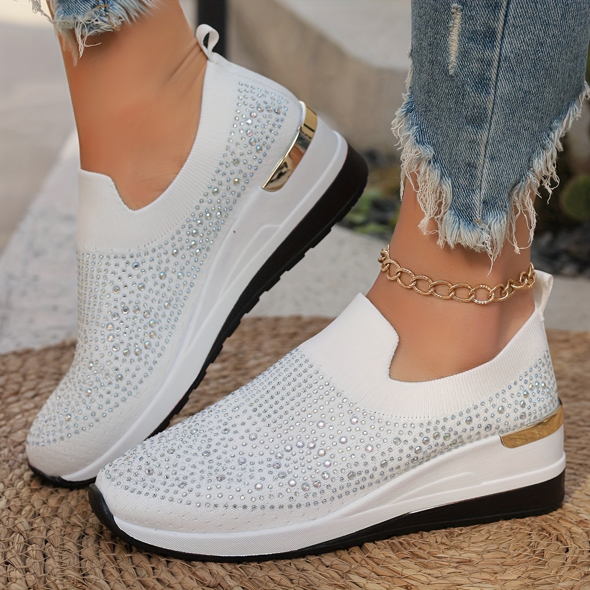 womens decor platform sneakers casual slip Temu United Arab Emirates