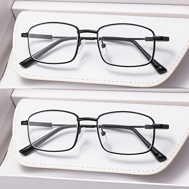 TEMU [2-pack] Vintage Square Metal Frame Glasses With Clear Lenses For Man And Woman. Y2k-inspired, Fashion Eyewear Photo Props Perfect For Parties,