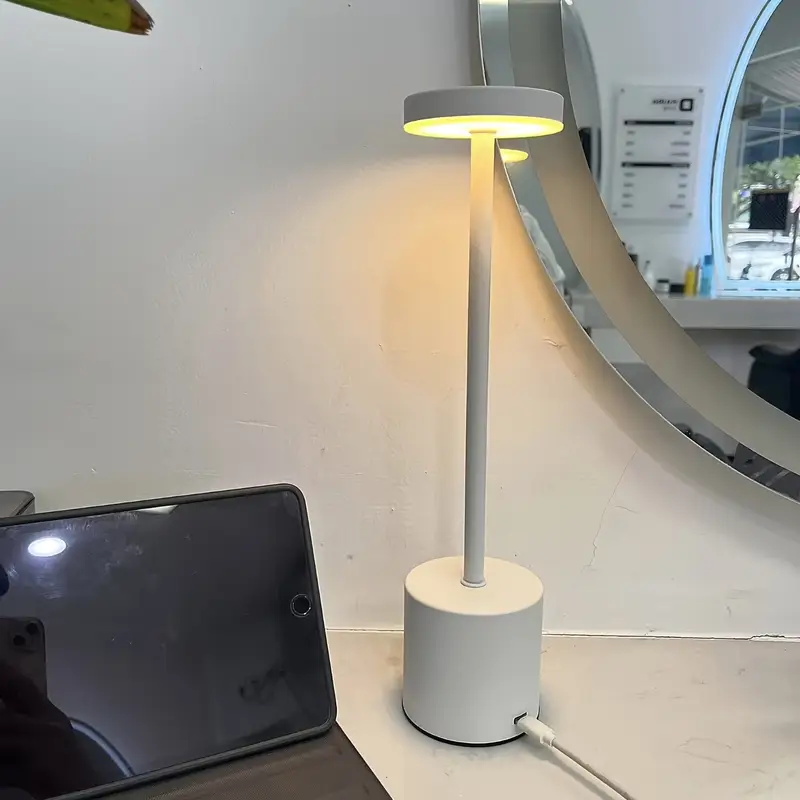 creative wireless high end metal led desk lamp battery usb rechargeable night light with eye protection three color adjustable dimming bedside reading lamp for dining room or bar decor bedroom office warm table lamp ideal birthday gift for halloween christmas valentines colors table lamp for living room table lamp for bedroom table lamp for home table lamp for bedroom bedside lamp lamp for living room Product details 5