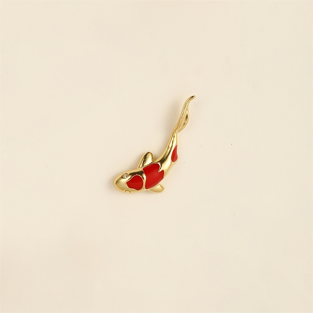 Women's 925 Silvery Koi Fish Enamel Flat Back Stud Earring
