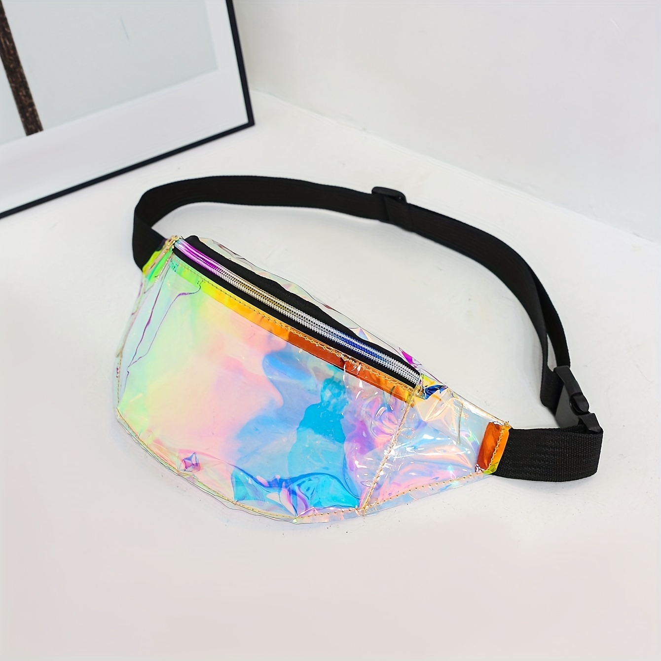 

1pc Iridescent Fanny Pack, Tpu Holographic Waist Bag, Fashion Crossbody Hip Bag, Versatile Shoulder Bag For Party, Travel, Festival, Outdoor Activities