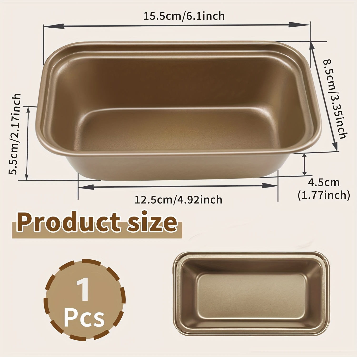 Multi-Pack Golden Carbon Steel Baking Pan, Mini Rectangular Loaf Pan,  Small Banana Bread Mold for Baking Bread Mini Banana Bread Pan, x 