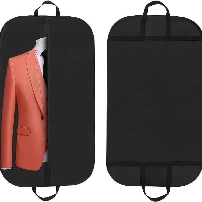 

1pc Black Non-woven Breathable Garment Bag With Portable Handles, Dustproof Clothes Protector For Suits, Shirts, Coats, Dresses, And Jackets - Ideal For Closet Organization And Travel Storage