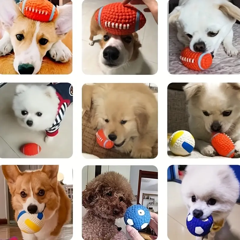 2 pack rugby style squeaky dog chew toy for medium to large breeds durable and wear resistant chewing ball for training details 1