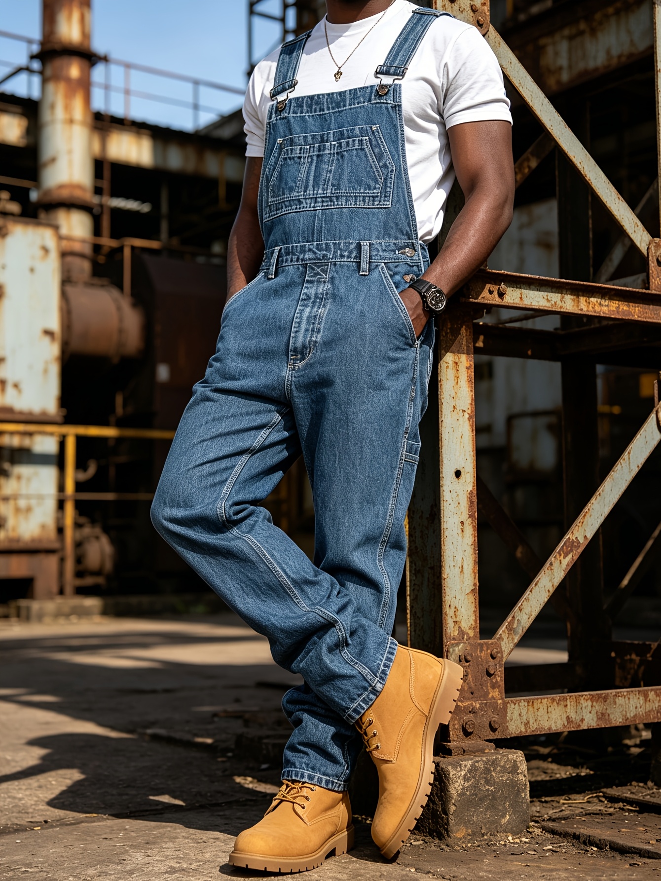 mens denim overalls sold on Temu United States