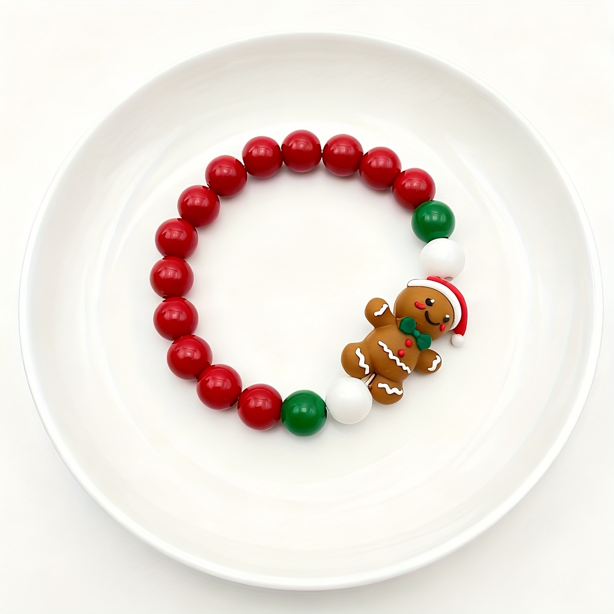 TEMU Braccialetto natalizio singolo con perline, con albero di Natale 3D e , progettato come perfetta da indossare le feste come regalo festivo per