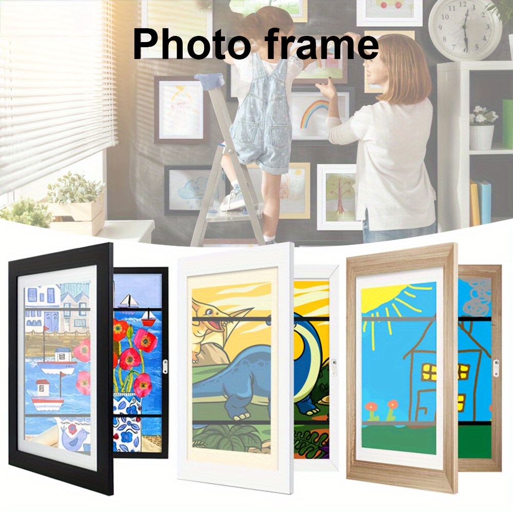 2-Pack] Kids Art Frames, 8.5x11 Front Opening Kids Artwork Frames Changeable White Display Storage Frame With Table Support Holds 150 Pcs For 3d Picture Crafts Drawing Hanging Art Office