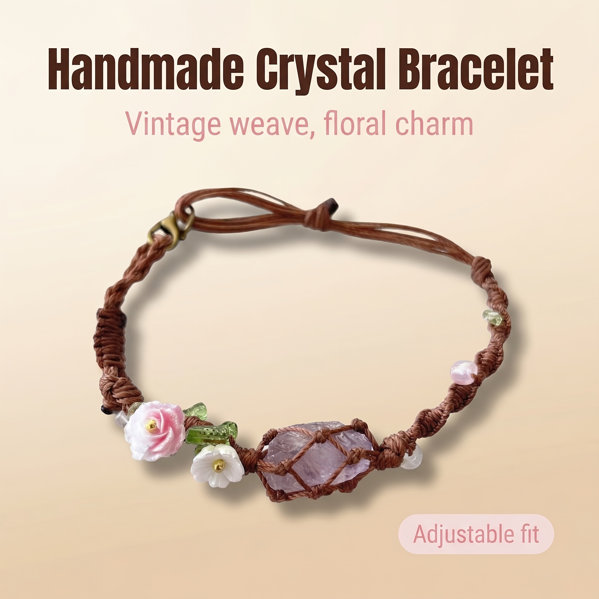 Vintage Amethyst Floral Crystal Bangle