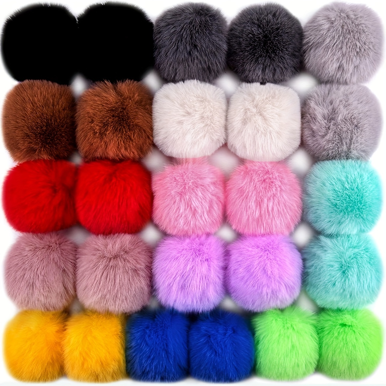 

28pcs 3.15inch Rabbit Fur Large Pom Poms Set With Bands - Diy Fluffy Craft Accessories For Hats, Shoes, Scarves, Gloves & Bags - 14 Colors As (2 )