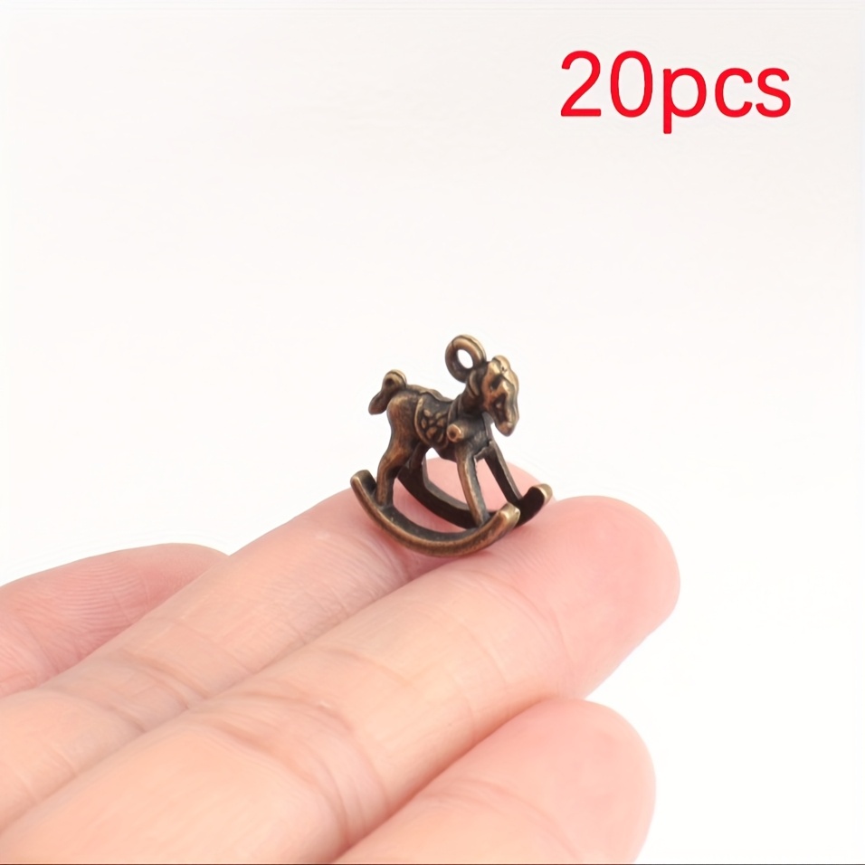 Image of 20pcs Vintage 3d Carousel Animal Pendants - Alloy Miniature Horse And Donkey Charms For Making, Earrings, Necklaces, Bracelets - Whimsical Craft Supplies With Exquisite Details &