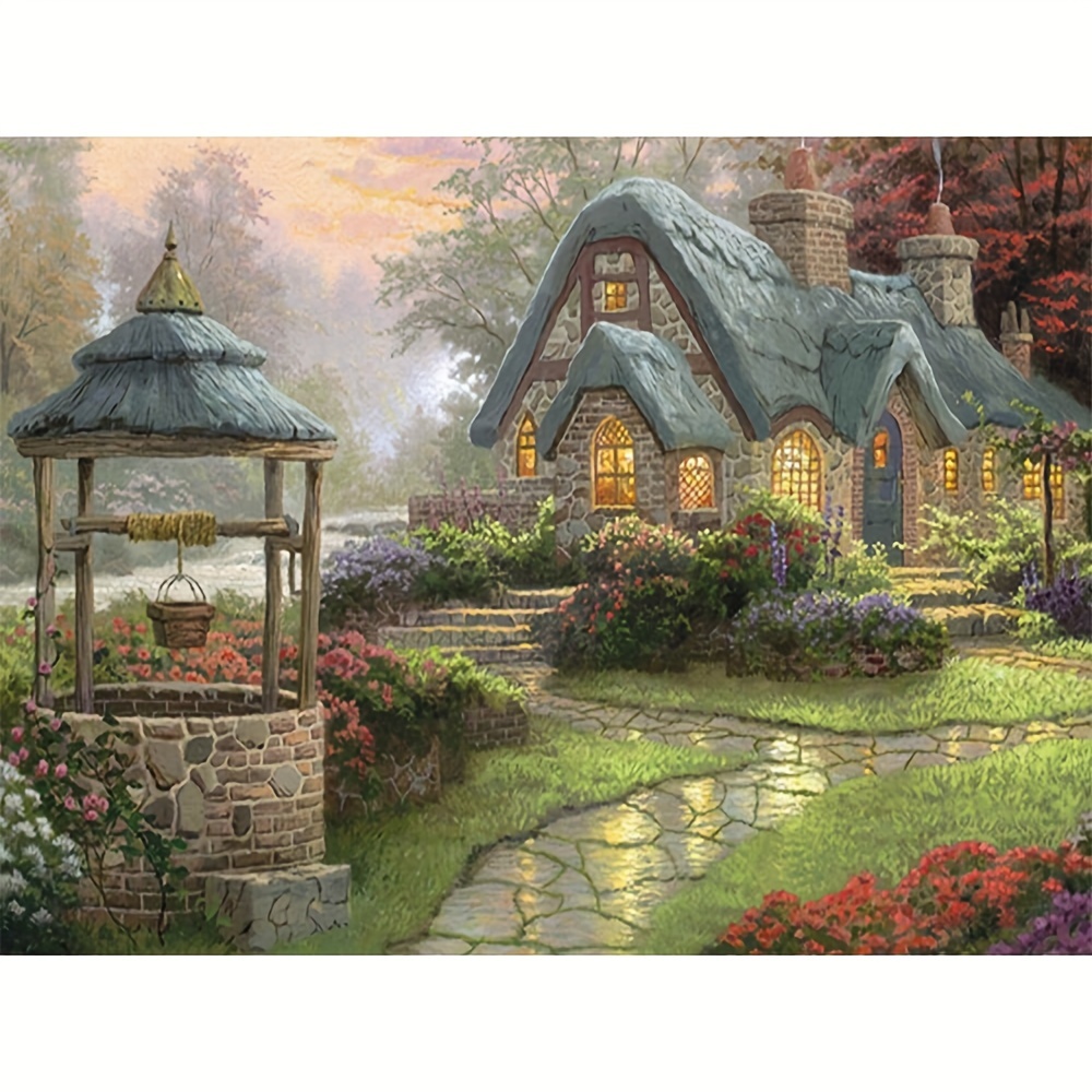 

1pc Adult Diy 5d Diamond Painting Kit, Rustic Diamond Painting Cottage Diy 5d Rhinestone Art Kit Full Rhinestone Adult Press Digital Painting Kit Rhinestone Art Wall Decoration (30x40cm/11.8x15.7inch)