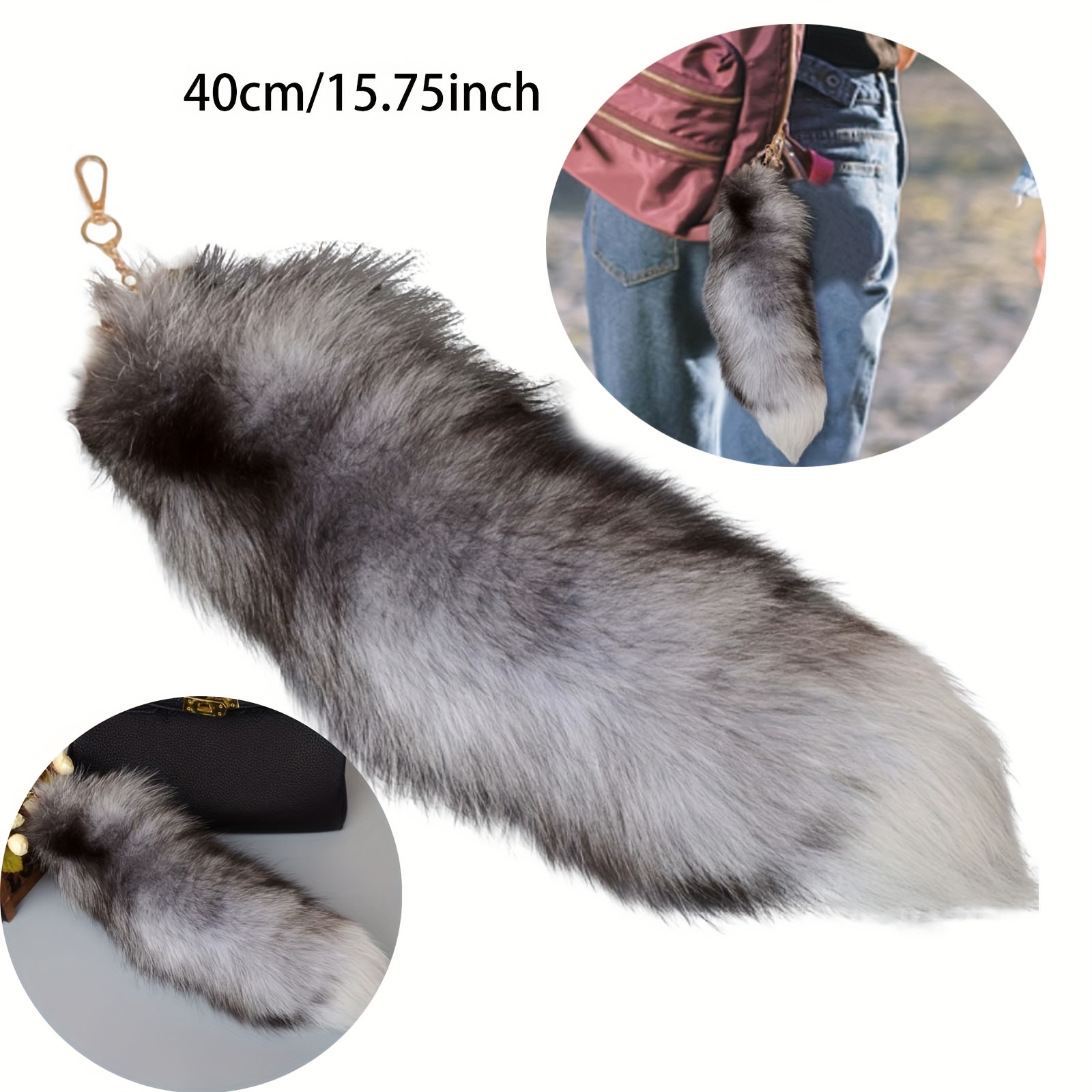 *. Knstlicher Fuchsschwanz-* Weicher Flauschiger Taschenanhnger fr das  Auto, Damenhandtasche-Anhnger