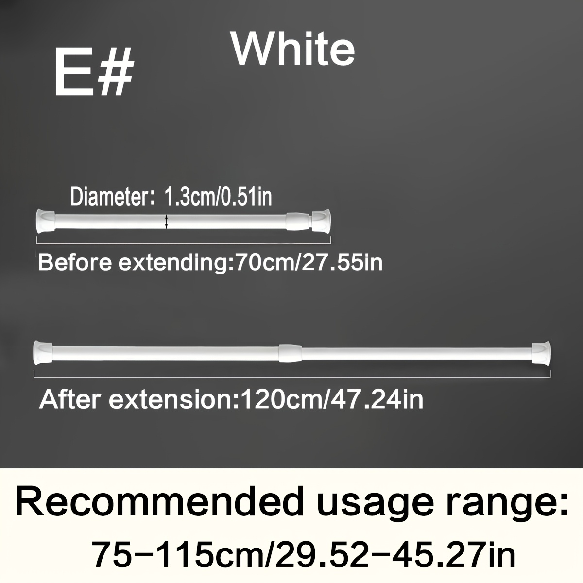 1pc No-drill Multi-functional Telescopic Rod, Does Not Damage Walls, , Ideal For Use As A Shower Curtain Rod, Wall-mounted Towel Bar, And Bathroom Accessories