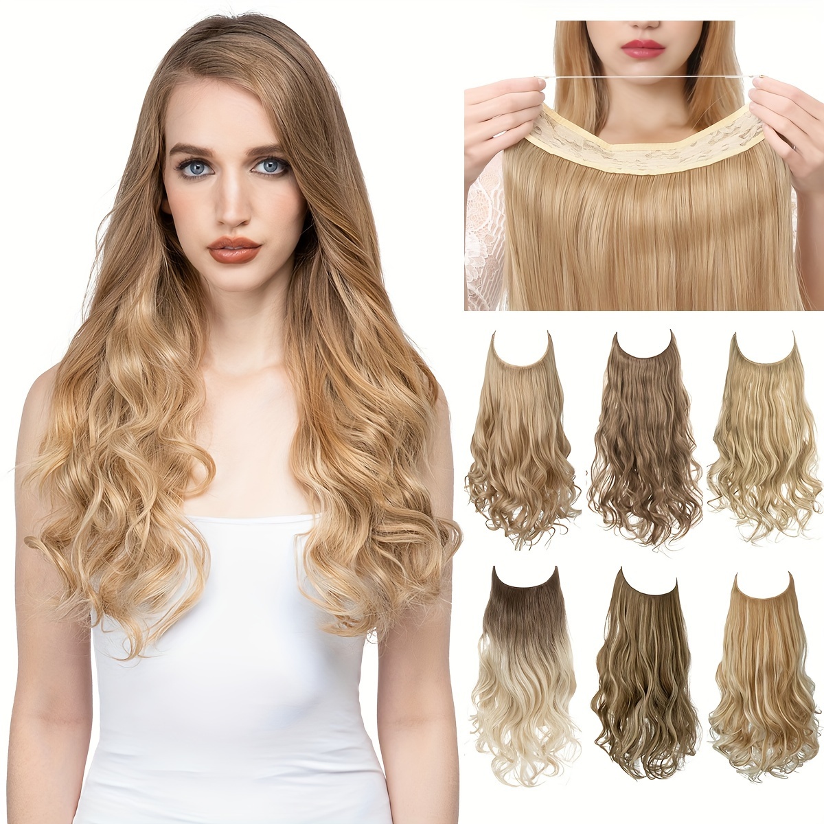 Extensions Invisible Wire Wavy Curly Long - Temu Canada