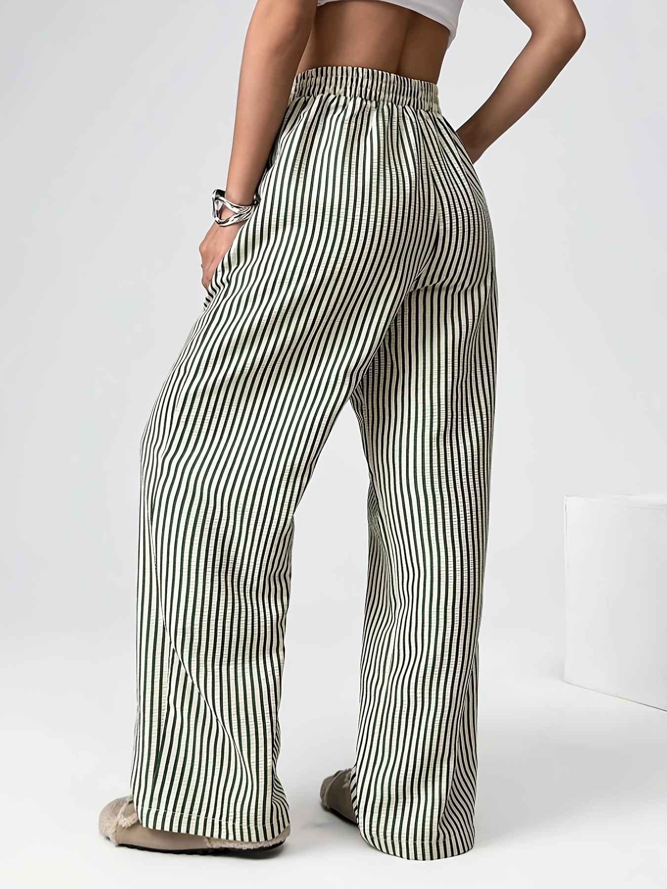 women's casual wide leg pants vertical stripes lightweight Temu