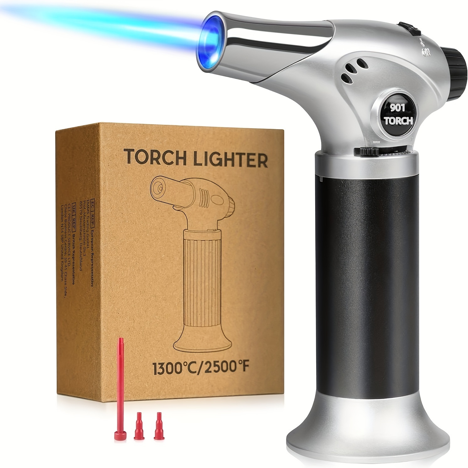 

Butane Torch, Cooking Torch Kitchen With Adjustable Flame And Safety Lock, Used For Caramel Pudding, Dessert, Barbecue And Baking (excluding Butane Gas).