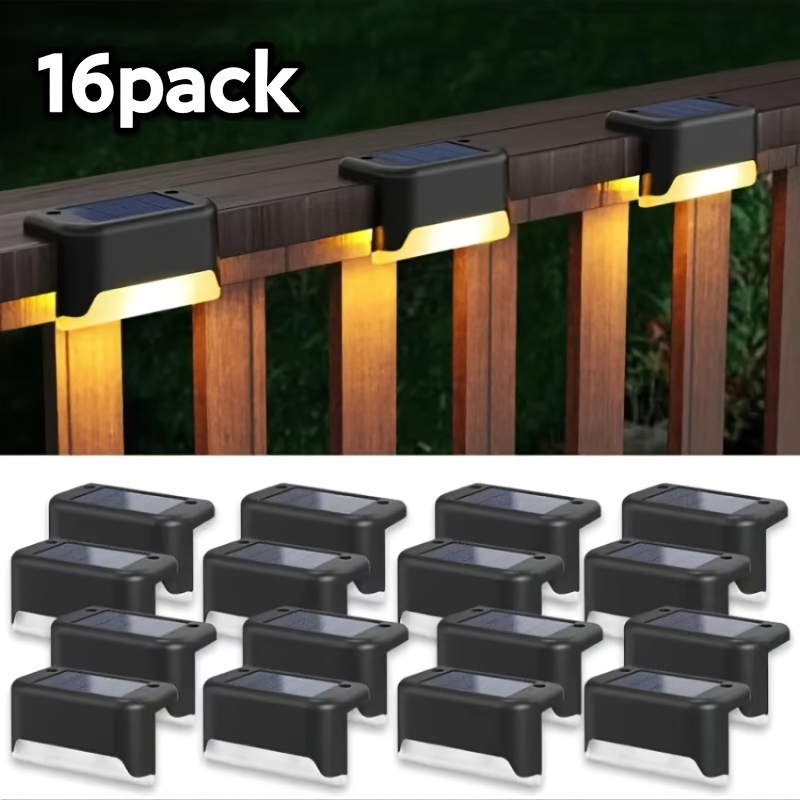 16pcs solar deck lights outdoor with switch led terrace lighting suitable for railings stairs fences posts courtyards and driveways   energy saving solar     no wiring required solar outdoor lights