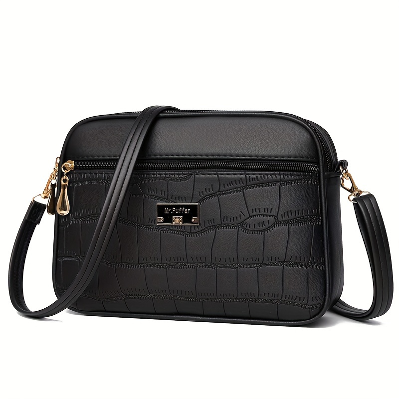 Image of Fashion Crocodile Pattern Women's Shoulder Crossbody Bag Large Capacity Daily Leisure Bag Zipper Space Shoulder Strap Detachable Adjustable
