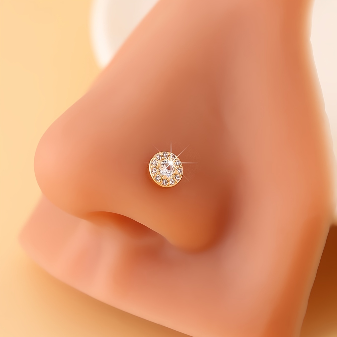 Image of 1pc Round Nose Stud Piercing Nose Clip, Vintage Elegant Style Body Piercing Jewelry, Exquisite And Versatile Piercing Nose Stud, Suitable For Daily Wear