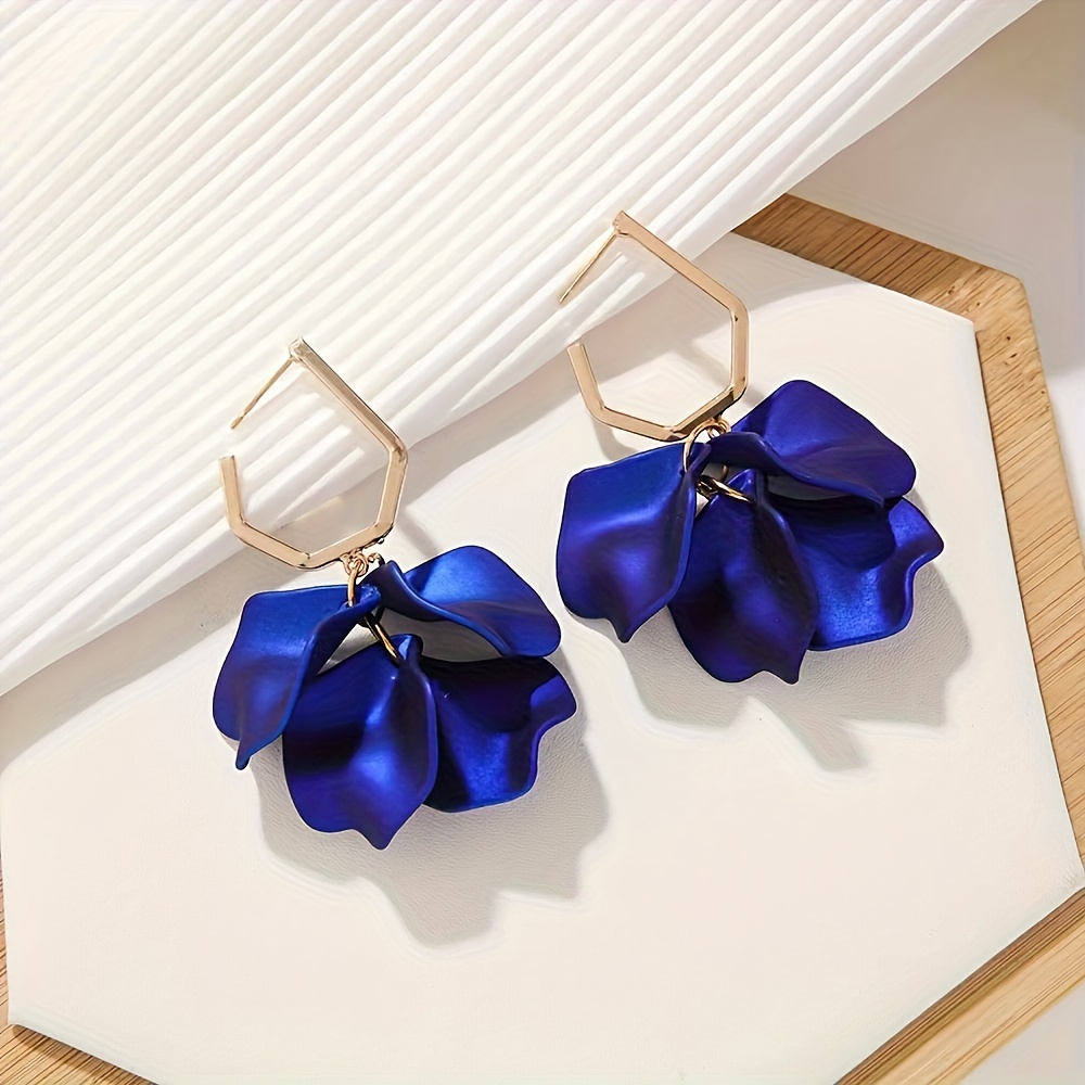 TEMU 1 Pair Rose Petal Earrings Temperament Trendy Fashionable Suitable For Women Daily Wear Low Hypoallergenic Dating Gift