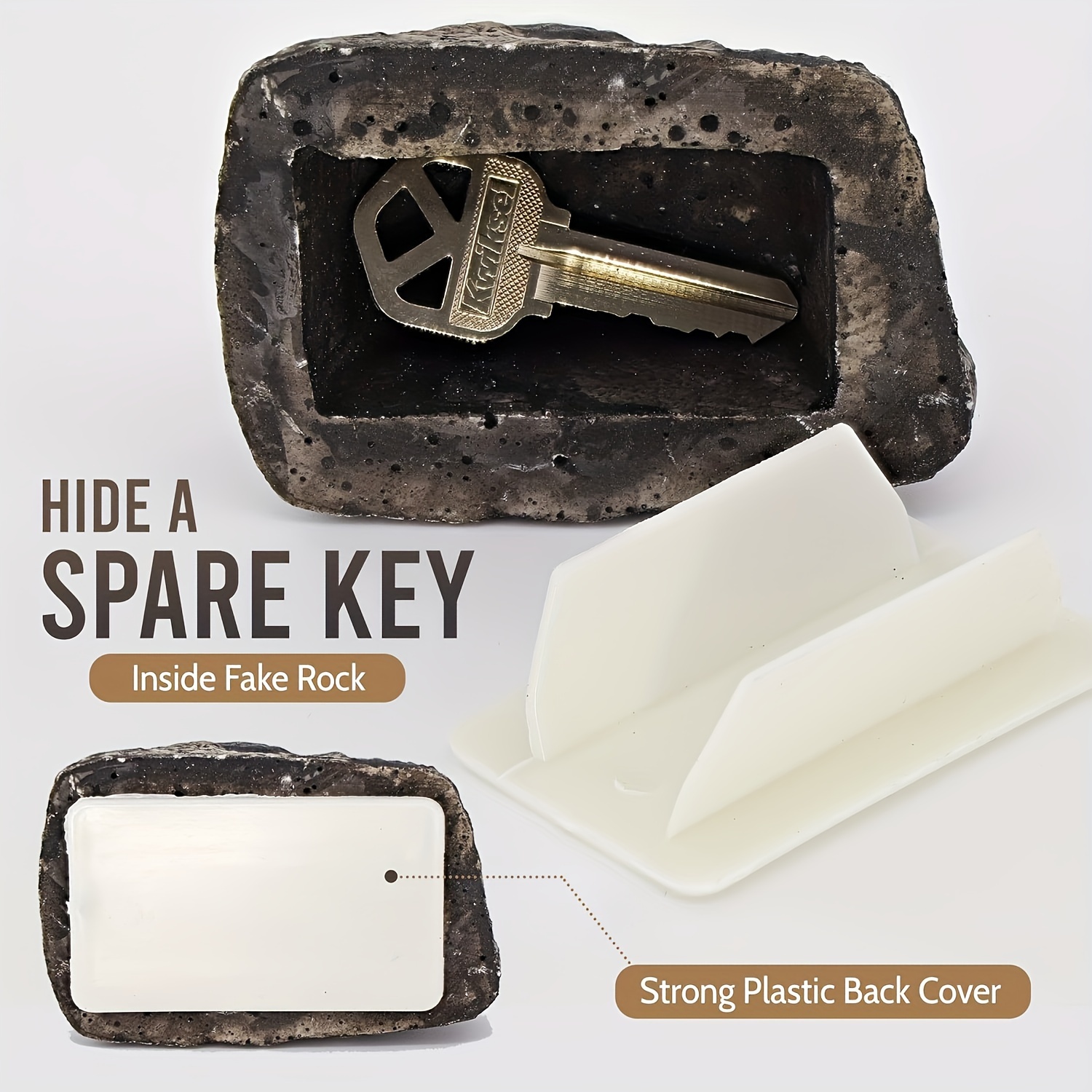 

Hiding Rock - Realistic Stone Decorative Key Box For Garden, Patio & Backyard - Safe For Treasure Hunts & Home Security