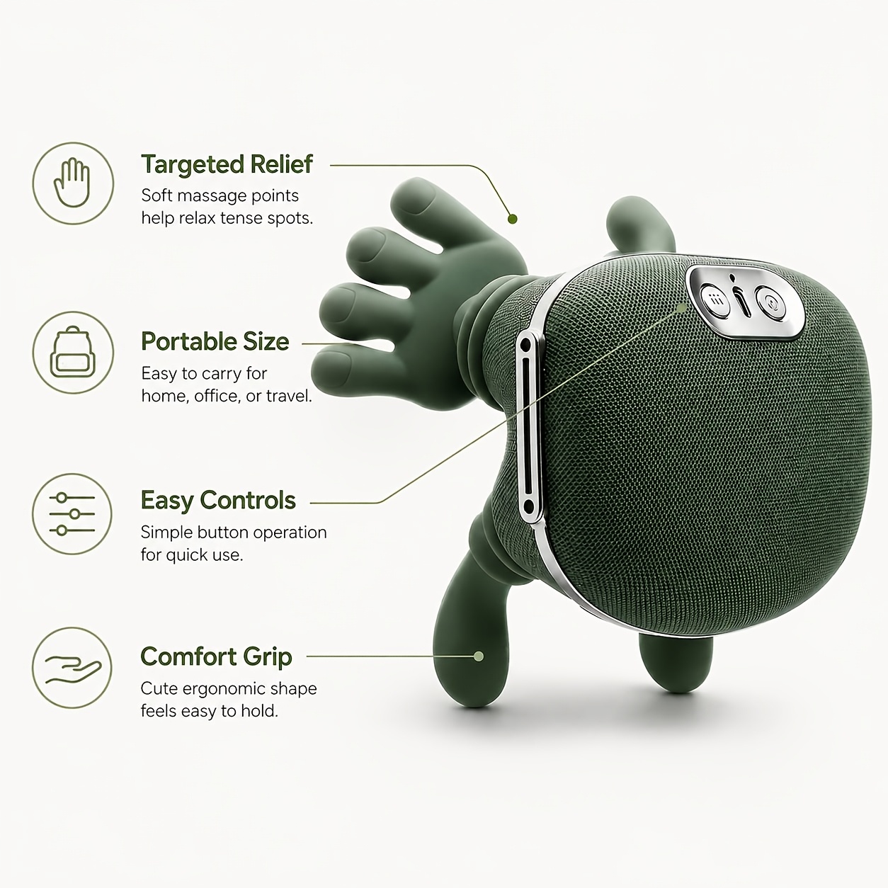 Masseur portable à 4 doigts pour muscle sternocléidomastoïdien - Version à batterie rechargeable par USB - Conception compacte