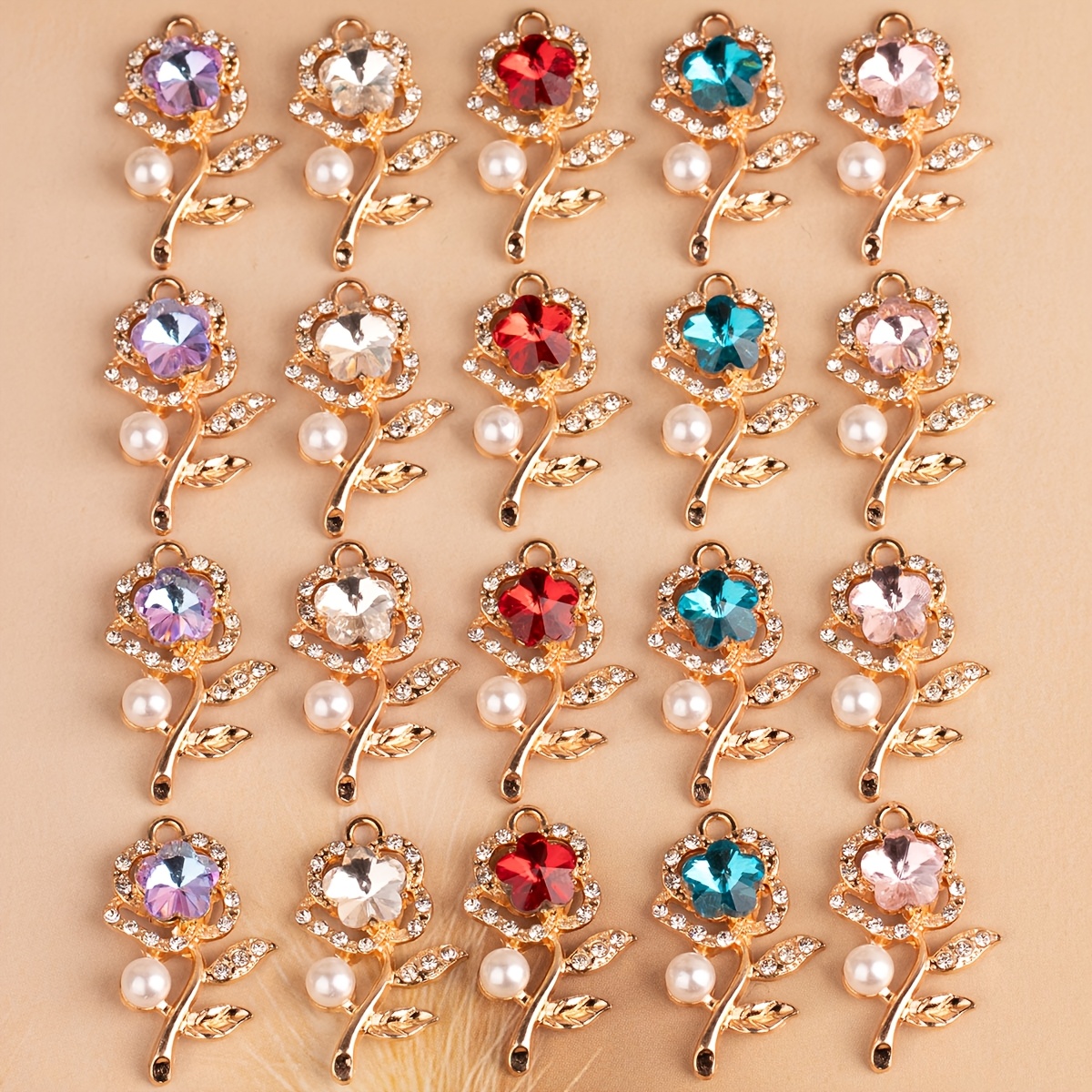 

10 Stylish Flower-shaped Zinc Alloy Pendants For Making, Perfect Accessories For Necklaces, Earrings, Bracelets, Keychains, And Phone Case Chains, Ideal Gifts For Valentine's Day Parties.