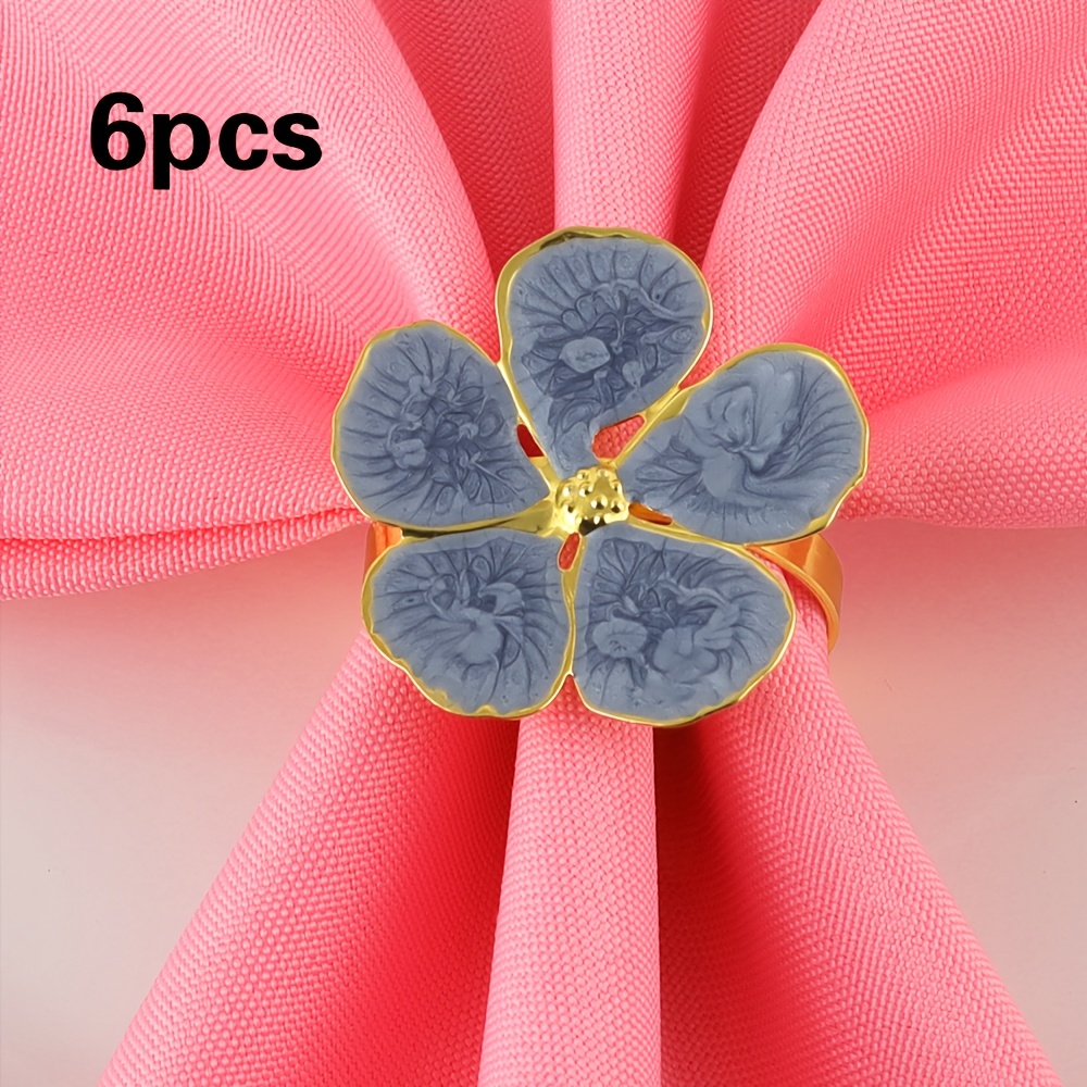 TEMU 6pcs, Fresh 5-petal Flower Napkin Rings, Suitable For Weddings, Parties, Holidays, Picnics, Camping, Country Gatherings, Birthday Banquets Table