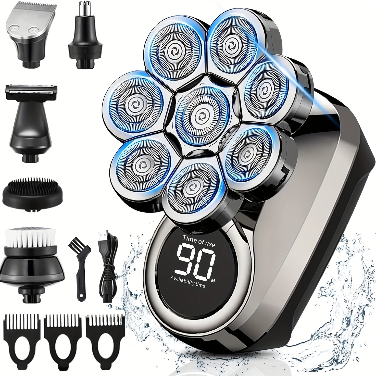 9d   shaver for men 6 in 1 beard grooming kit cordless rechargeable with led display wet dry use usb charging mens travel shaver kit perfect anniversary gifts fathers day birthdays gift for men