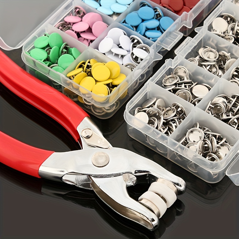 

Stainless Steel Snap Button Kit With Hand Press Pliers, 401 Pcs Assorted Color Set For Sewing, Diy Crafts, Clothing, Hats, Bags - Quilting Supplies With Storage Case