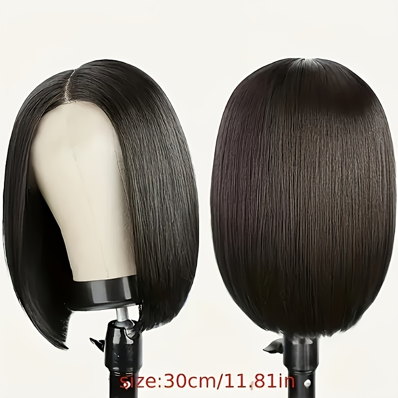 A 30cm Women's Short Bob Wig, Made of Heat-resistant Synthetic Fiber, Featuring a Middle-part Styling Design for a Natural Look. Easy to Maintain and Style, Suitable for Women of All Ethnicities. Ideal for Parties, Daily Wear, Cosplay, and Music