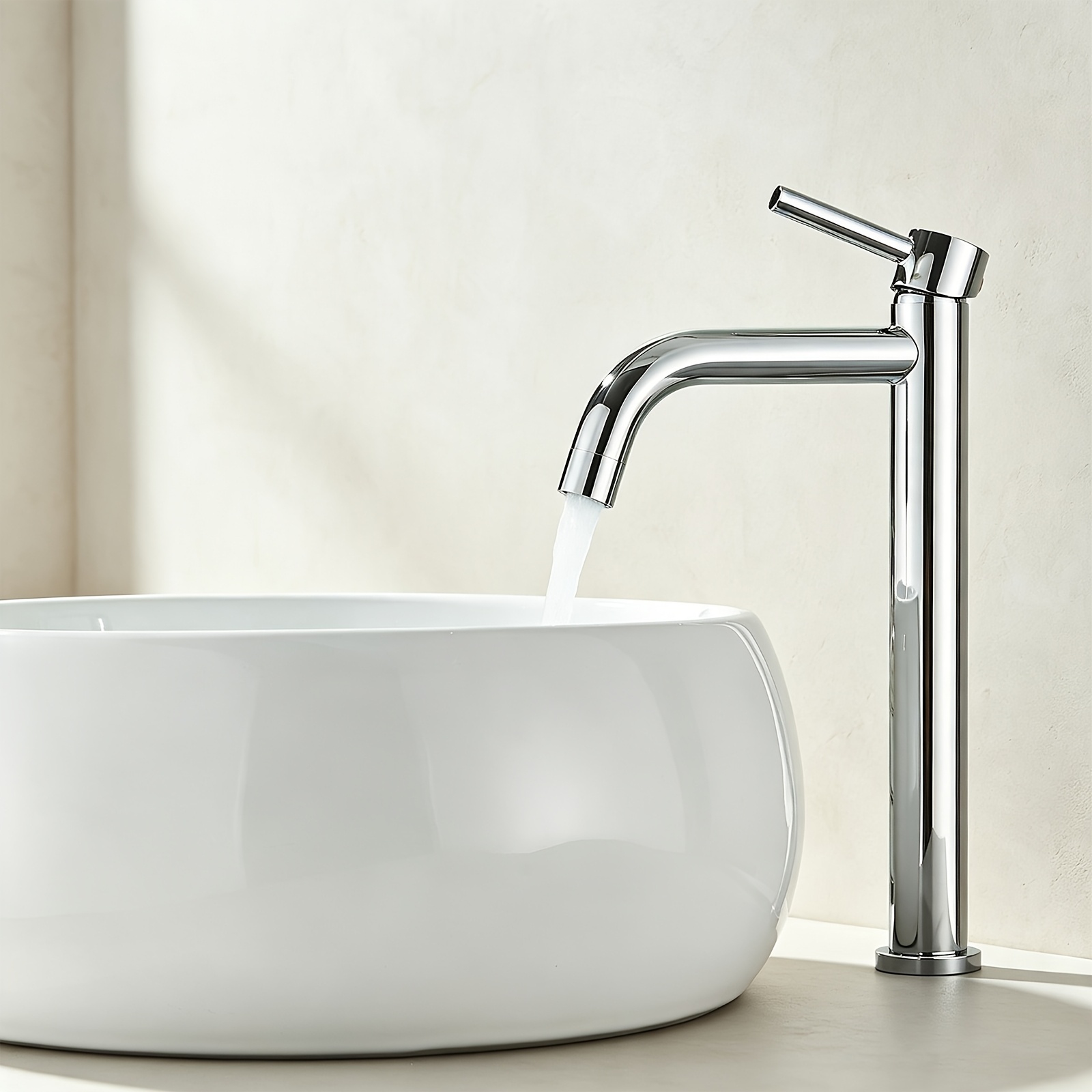 Image of Single Handle Basin Faucet, Chrome Plated High Model Bathroom Faucet | Suitable For Single Hole , Faucet, Suitable For Washbasins, Vanities, Suitable For Residential/commercial Use
