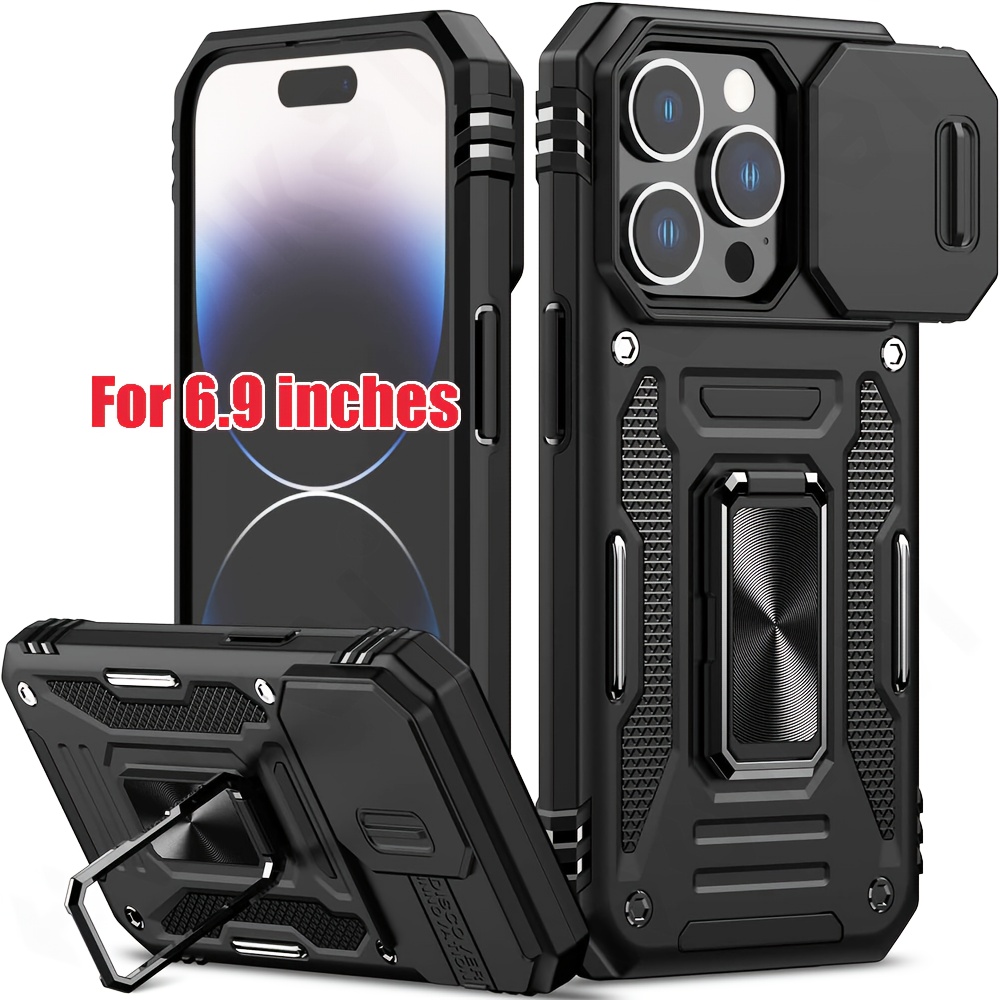 Shockproof Heavy Duty Hard Phone Case With Metal Stand For 16 Pro Max 15 Pro Max 14 Pro Max