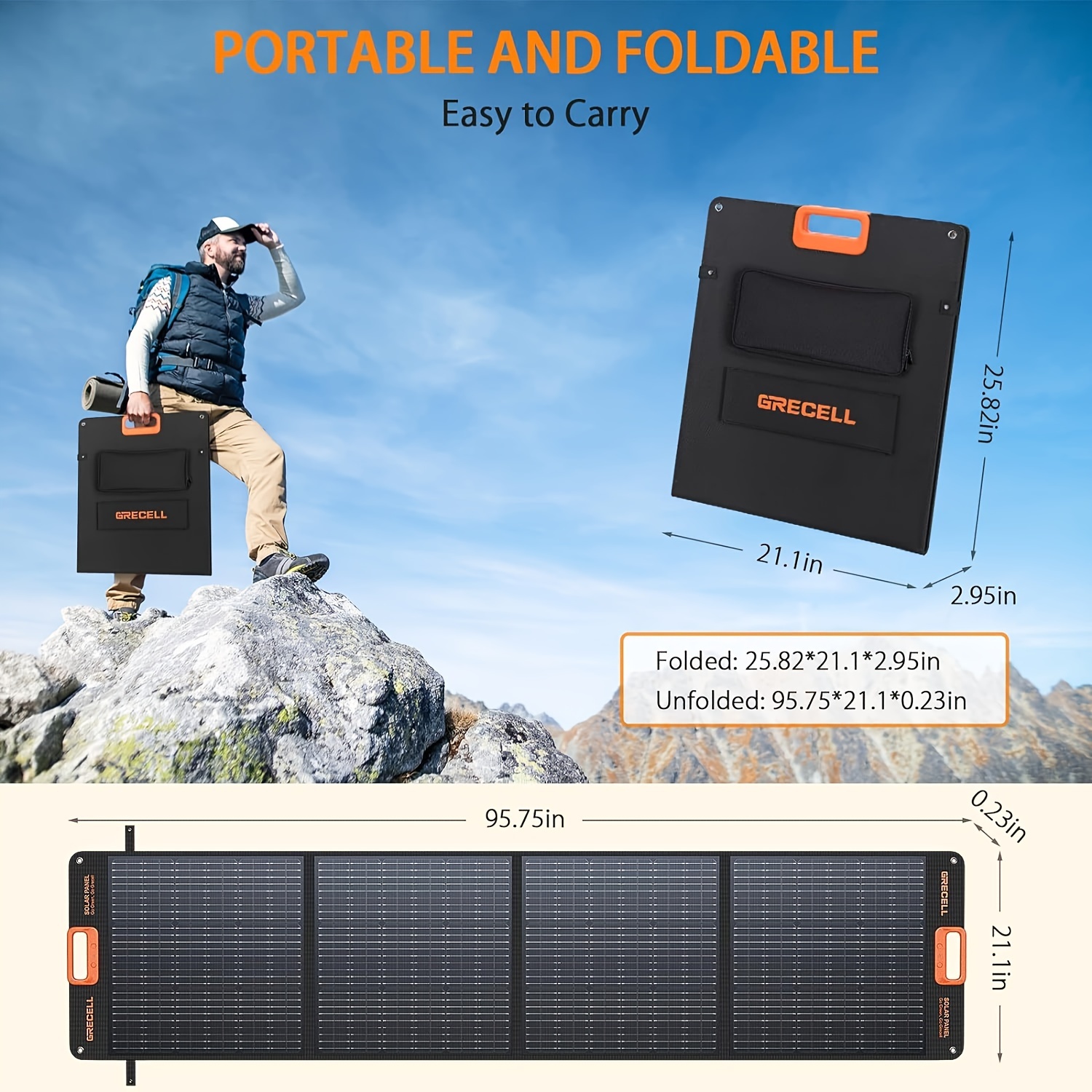 

200w Portable Solar Panel For Power Station, Foldable Solar Charger W/ 4 Kickstands, Solar Panel Kit W/mc-4 Dc Xt60 Anderson Aviation Output For Outdoor Rv Camper Blackout